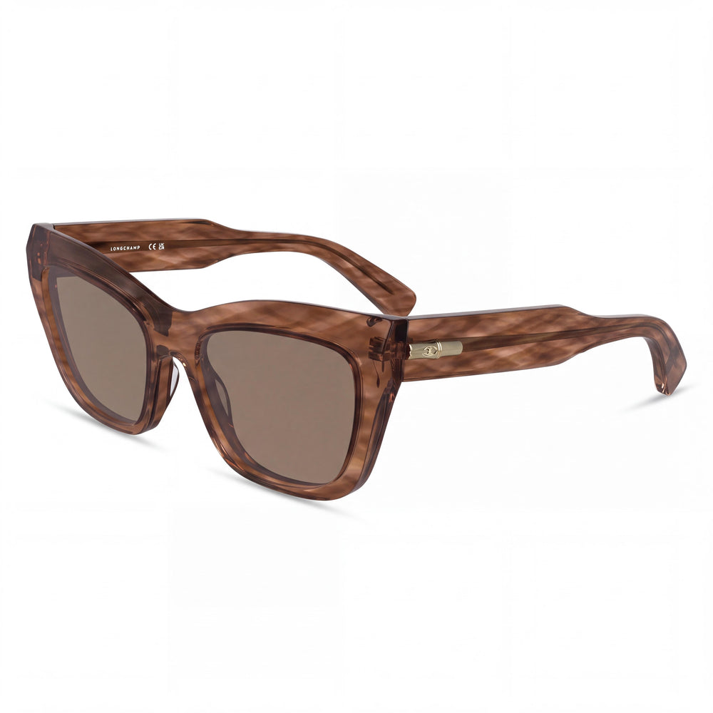 Longchamp LO777S N Striped Brown Cat Eye Sunglasses for Women, Grey lens