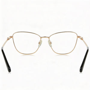 Love Moschino Square Eyeglasses Women — side view, Gold Metal temples