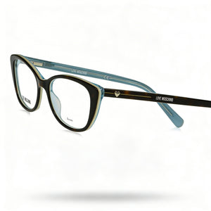 Love Moschino Cat Eye Eyeglasses for Women — front view, Havana frame