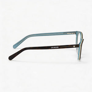 Love Moschino Cat Eye Eyeglasses Women — side view, Havana temples