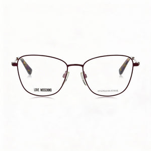 Love Moschino LMMOL5528 Square Eyeglasses for Women — front view, Alloy Steel