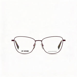Love Moschino LMMOL5528 Square Eyeglasses Women — side view, Red Alloy Steel temples
