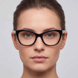 Love Moschino Mol598 Cat Eye Eyeglasses for Women — interior view, Polycarbonate demo lenses