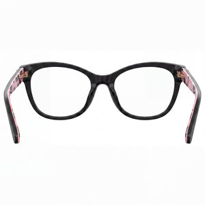 Love Moschino Mol598 Cat Eye Eyeglasses Women — side view, Black Acetate temples