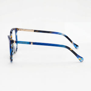 Lucky Brand Cat Eye Eyeglasses Women — side view, Blue temples