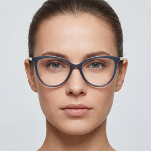 Lucky Brand D226 Cat Eye Eyeglasses Women — side view, Blue Plastic temples