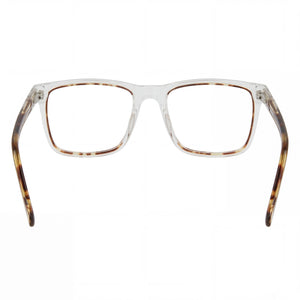 Lucky Brand D416 Rectangle Eyeglasses Women — side view, Crystal Plastic temples