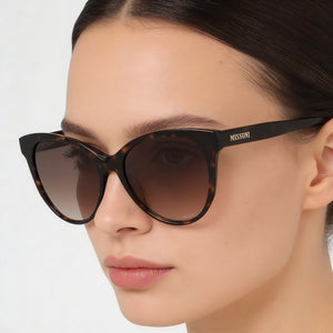 M Missoni Classic Oval Sunglasses Women — side view, Non-Polarized Havana lens