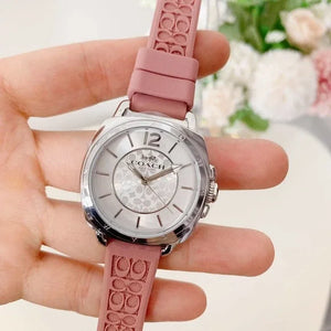 buy COACH Boyfriend Quartz Silver Dial Ladies Pink Watch