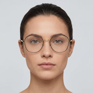 Marc Jacobs 476/G/N Round Eyeglasses Women — side view, Black Metal temples