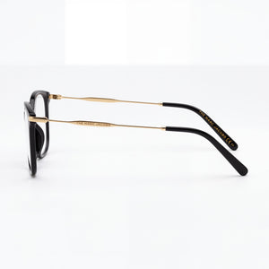 Marc Jacobs 562 Square Eyeglasses Women — side view, Black Acetate temples