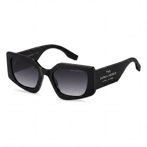 Marc Jacobs Black Rectangle Sunglasses for Women, Dark Grey Heather lens