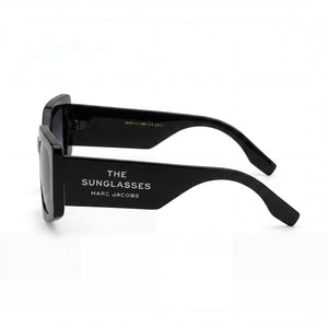 Marc Jacobs Rectangle Sunglasses Women — side view, Non-Polarized Dark Grey Heather lens
