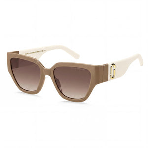 Marc Jacobs Casual Beige Rectangle Sunglasses for Women, Brown Shaded lens
