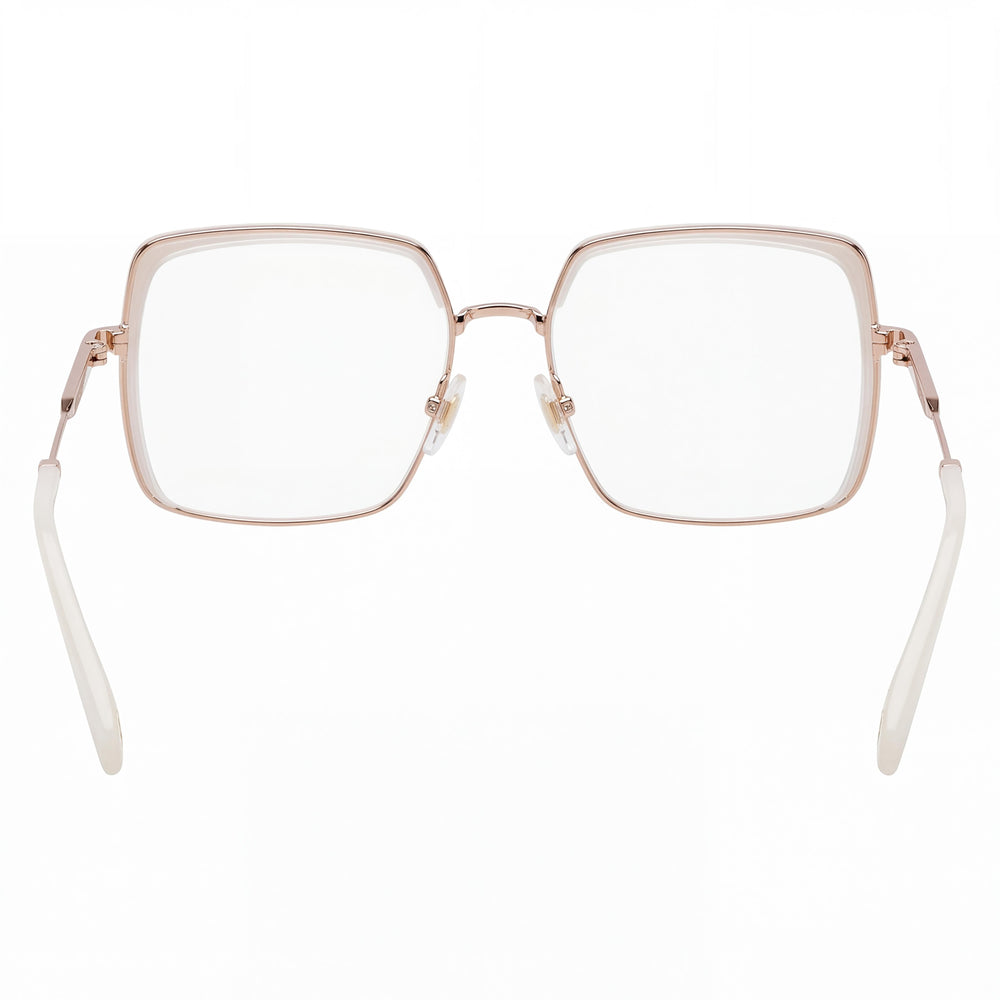 Marc Jacobs Comtemporary Square Eyeglasses Women — side view, Gold Metal temples
