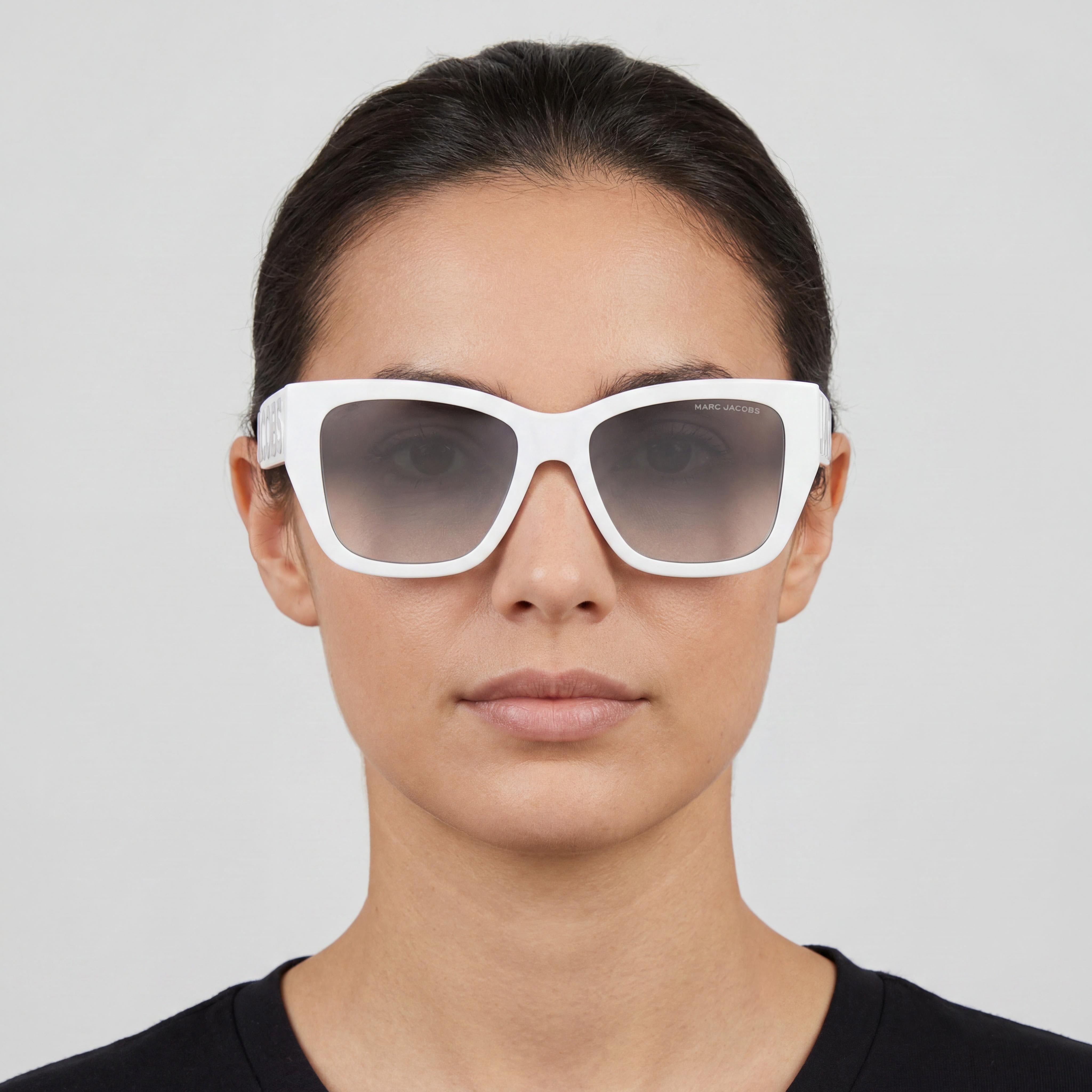 Gafas de sol cuadradas Marc Jacobs Fashion blancas y grises para mujer, 55 mm, Photo 4