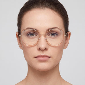 Marc Jacobs Square Eyeglasses for Women — interior view, Polycarbonate demo lenses