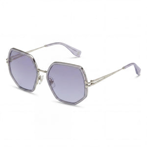 Marc Jacobs Light(Jar) Silver Square Sunglasses for Women, Violet Palladium lens