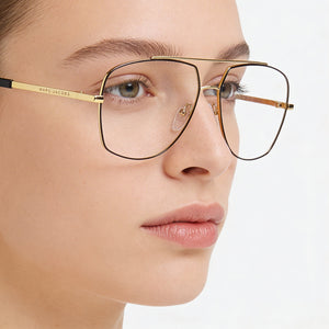 Marc Jacobs Marc 271 Aviator Eyeglasses Unisex — side view, Gold Black Metal temples