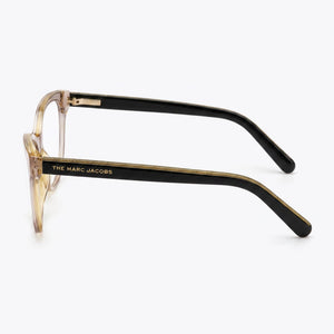 Marc Jacobs Marc 463 Oval Eyeglasses Women — side view, Beige Acetate temples