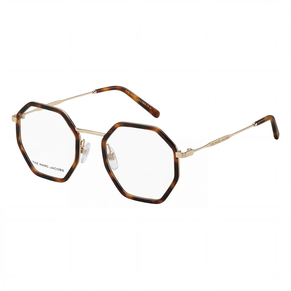 Marc Jacobs Marc 538 Havana Geometric Eyeglasses for Women, Stainless Steel frame