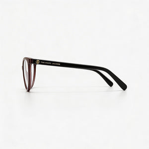 Marc Jacobs Marc 560 Cat Eye Eyeglasses Women — side view, Grey Burgundy Acetate temples