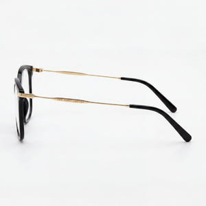 Marc Jacobs MARC 562 Rectangle Eyeglasses Women — side view, Black Acetate temples