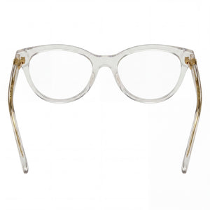 Marc Jacobs MARC 628 Cat Eye Eyeglasses Women — side view, Transparent Acetate temples