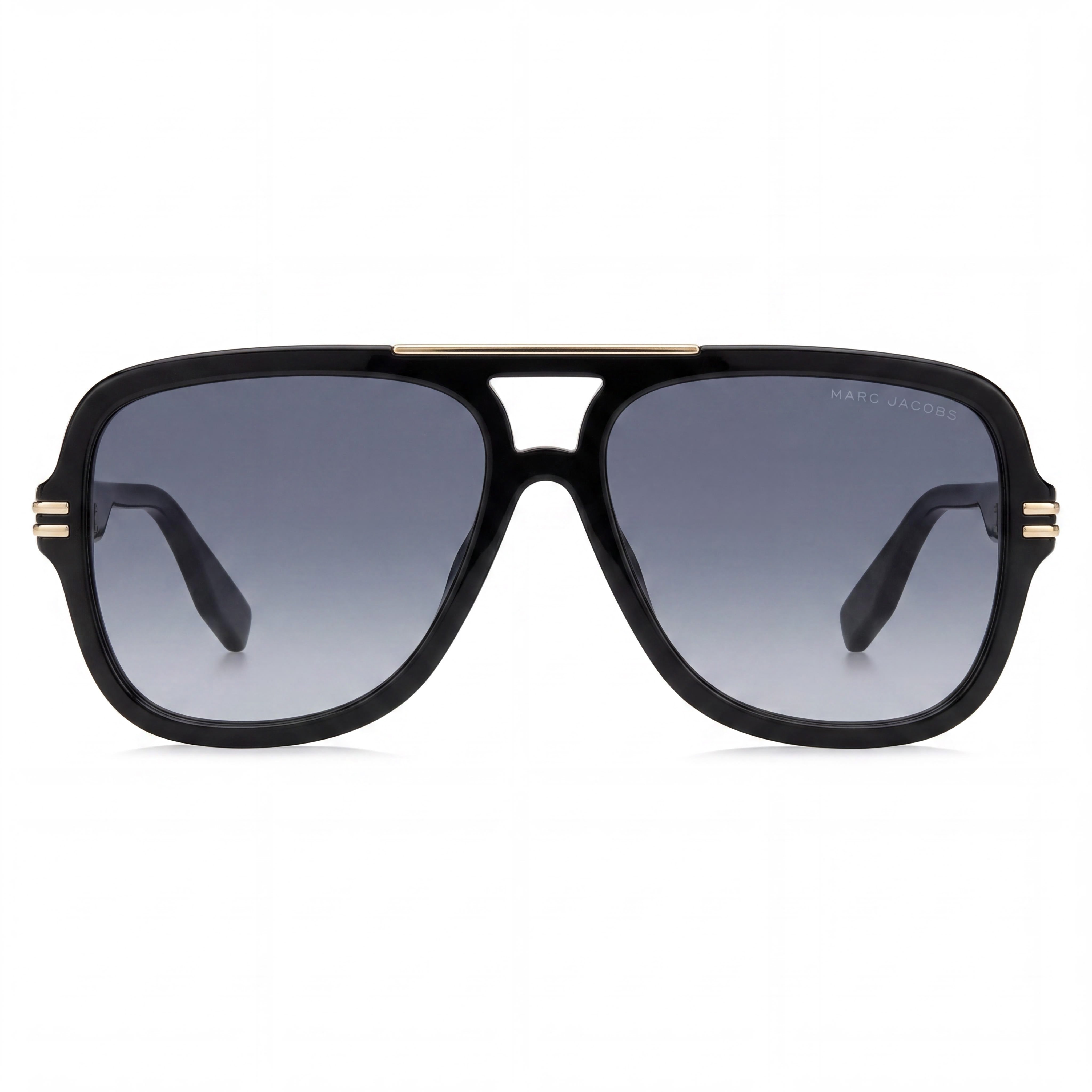 Gafas de sol unisex contemporáneas Marc Jacobs de acetato, cuadradas, negras, con lentes no polarizadas en gris oscuro de 58 mm, Photo 2