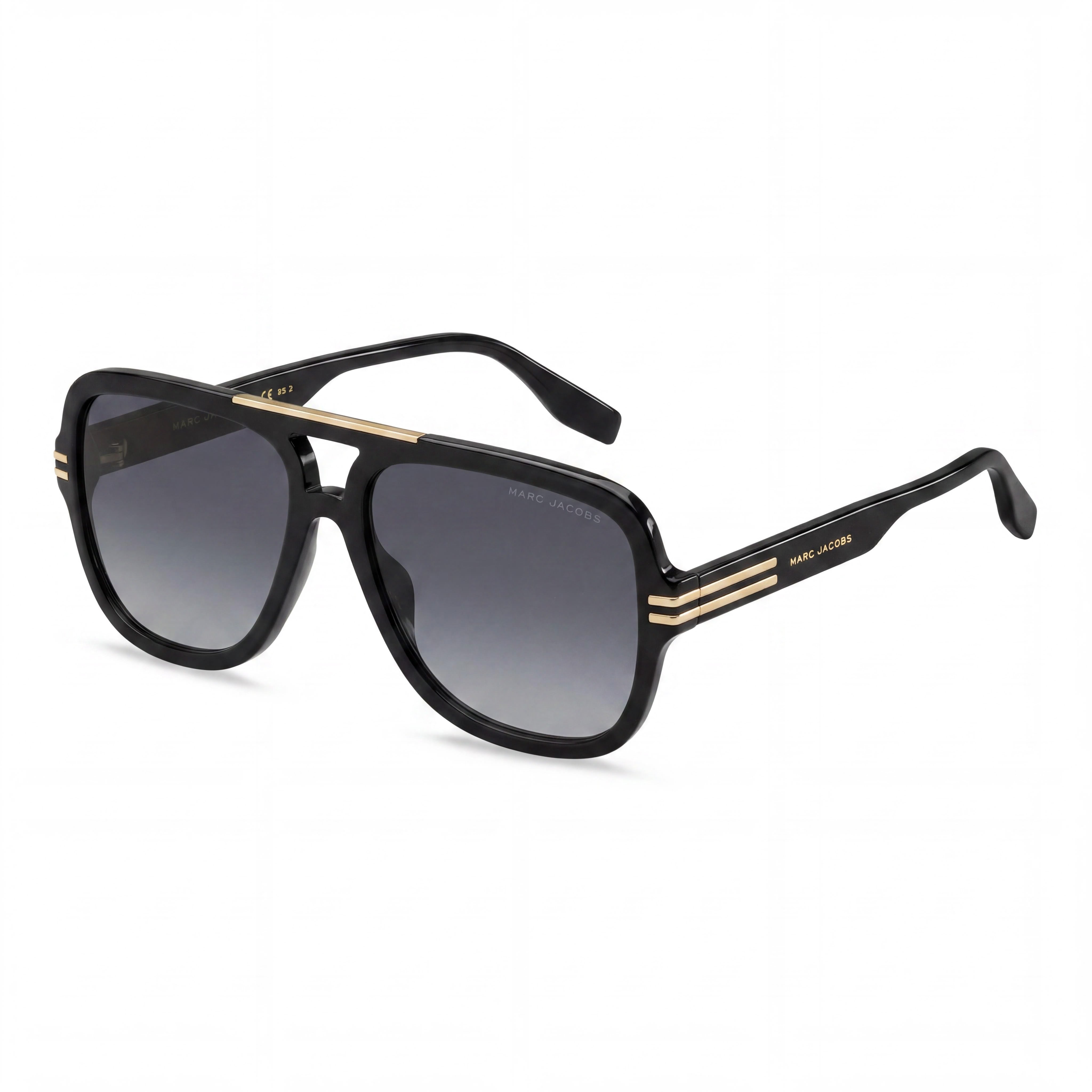 Gafas de sol unisex contemporáneas Marc Jacobs de acetato, cuadradas, negras, con lentes no polarizadas en gris oscuro de 58 mm, Photo 1