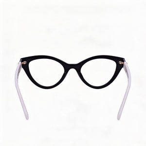 Marc Jacobs Marc 651 Cat Eye Eyeglasses Women — side view, Black White Acetate temples