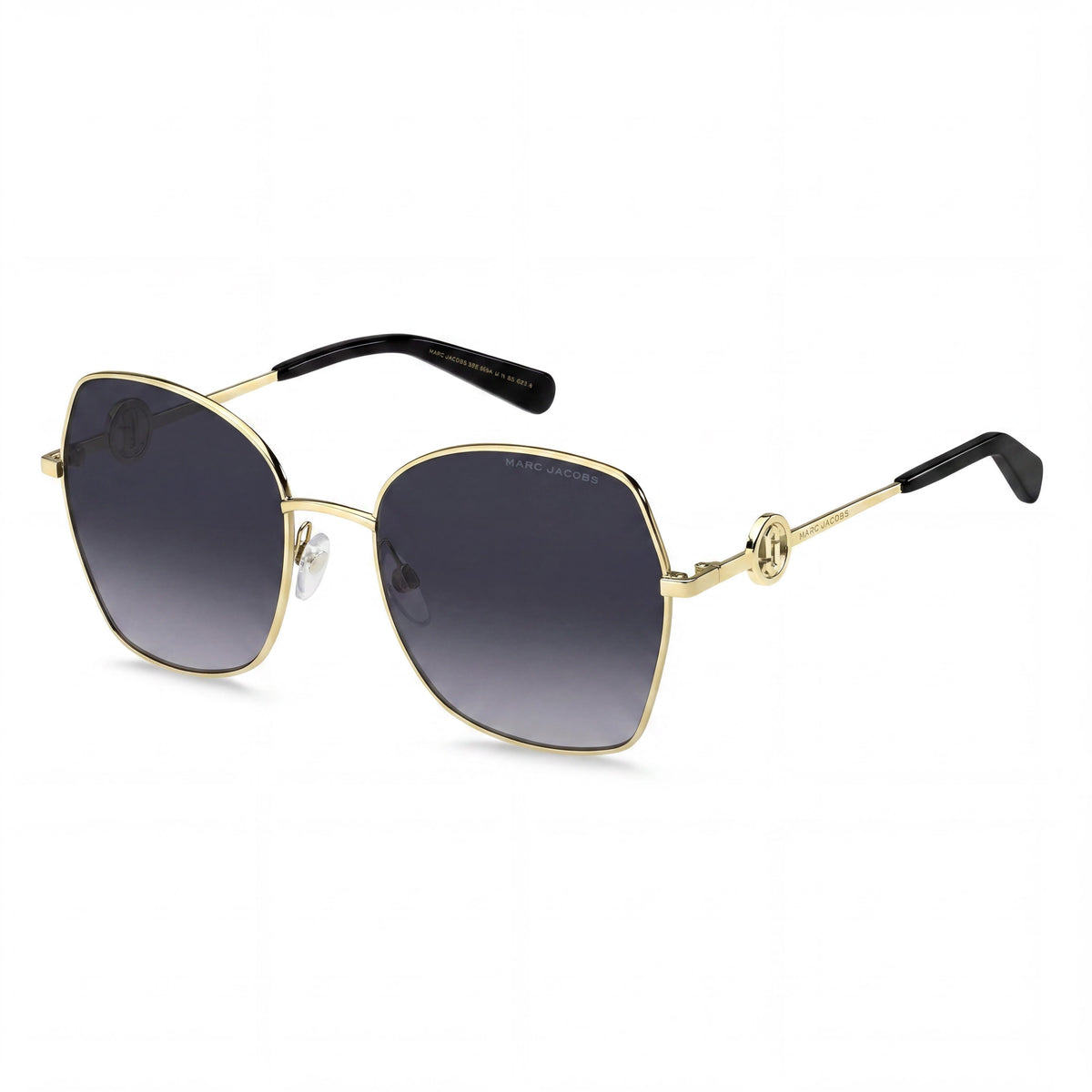 Gafas de sol cuadradas Marc Jacobs Classic MARC 688/S de metal dorado y negro para mujer con lentes de color gris oscuro y protección UV de 57 mm, Photo 1