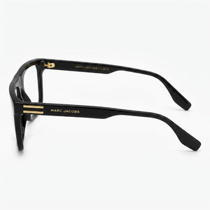 Marc Jacobs Marc 720 Rectangle Eyeglasses Women — side view, Black Plastic temples