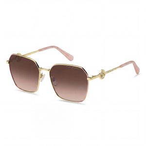 Marc Jacobs MARC 729/S Gold Pink Rectangle Sunglasses for Women, Brown Shaded lens
