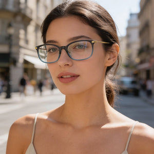 Marc Jacobs MARC 744/G Rectangle Eyeglasses for Women — interior view, Plastic demo lenses