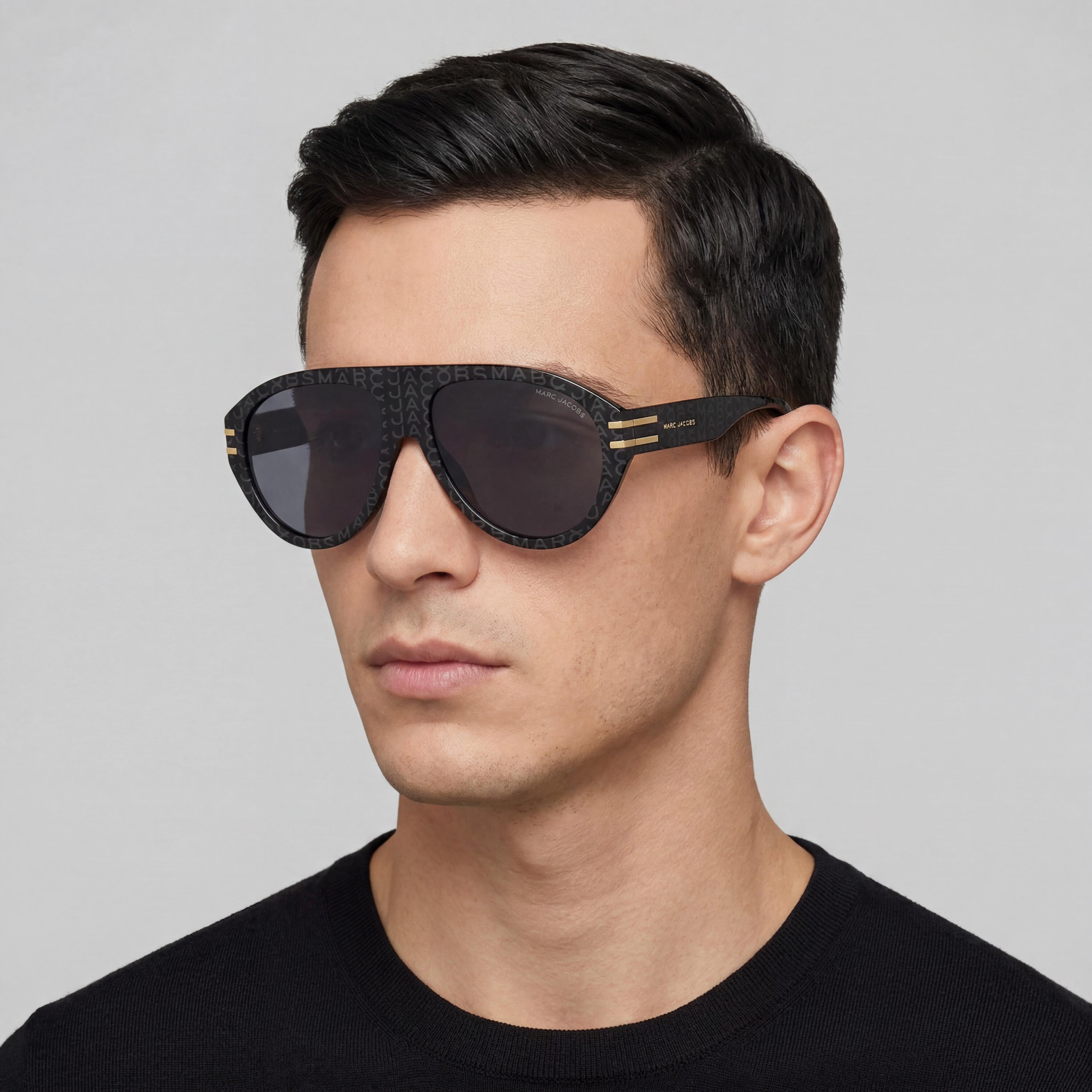 Marc Jacobs Marc 747/S Black Gray Aviator Sunglasses for Men, 58mm, Photo 3