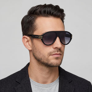 Marc Jacobs MARC 747/S Rectangle Sunglasses Unisex — interior view, Grey lens detail