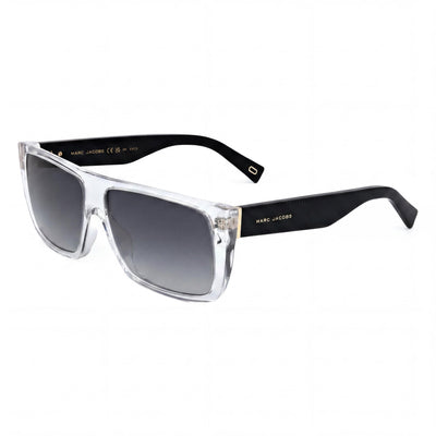 Marc Jacobs Marc Icon 096/S Transparent Rectangle Sunglasses for Women, Crystal Black lens