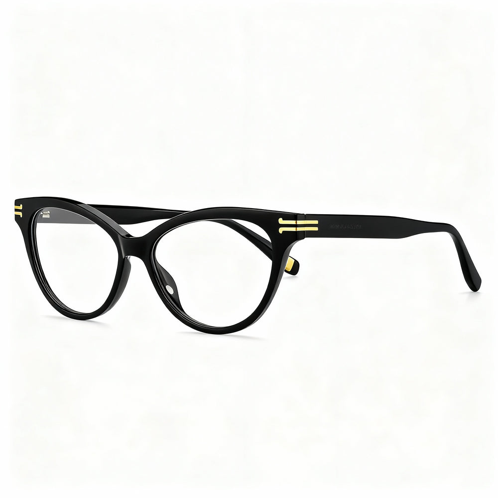 Marc Jacobs MJ 1060 Cat Eye Eyeglasses Women — side view, Black Acetate temples