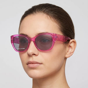 Marc Jacobs Modern Oval Sunglasses for Women — interior view, Polycarbonate lens detail
