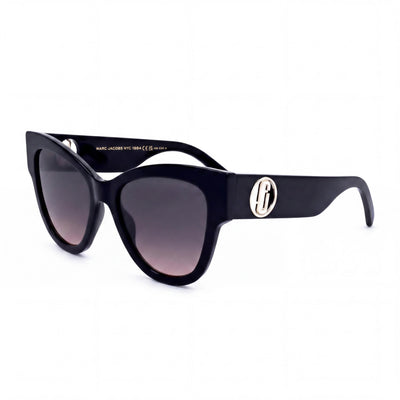 Marc Jacobs Signature Black/Grey Cat Eye Sunglasses for Women, Clear lens