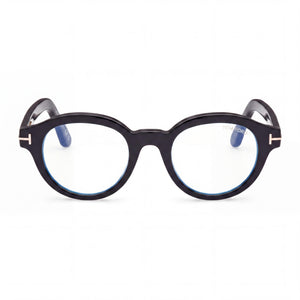 Marcolin FT6037-B Round Eyeglasses for Women — front view, Blue Filter Plastic
