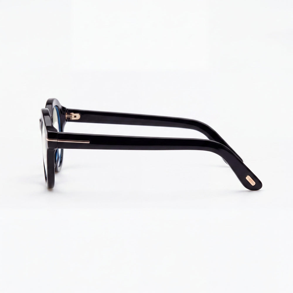 Marcolin FT6037-B Round Eyeglasses for Women — front view, Blue Filter Plastic