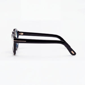 Marcolin FT6037-B Round Eyeglasses for Women — front view, Blue Filter Plastic