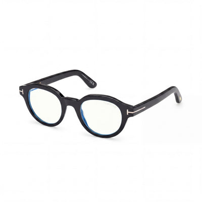 Marcolin FT6037-B Black Round Eyeglasses for Women, Blue Filter Plastic frame