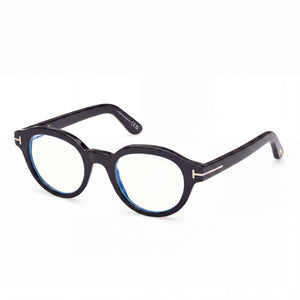 Marcolin FT6037-B Black Round Eyeglasses for Women, Blue Filter Plastic frame
