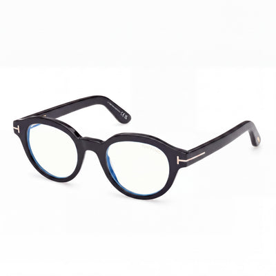 Marcolin FT6037-B Black Round Eyeglasses for Women, Blue Filter Plastic frame