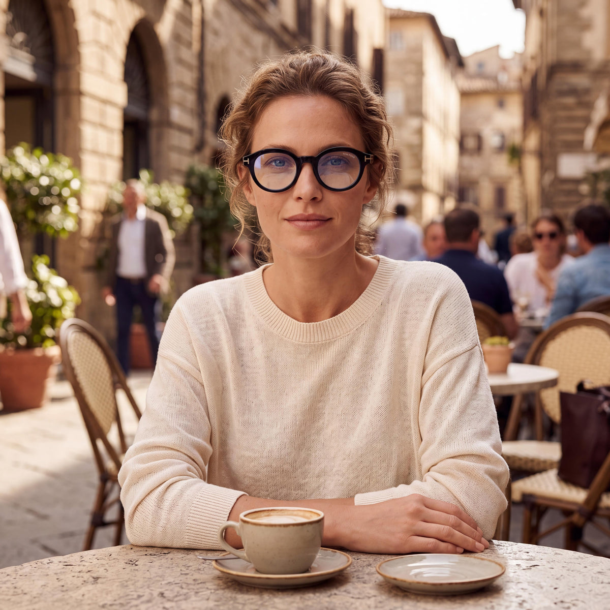 Marcolin FT6037-B Shiny Black Round Eyeglasses for Women, 49mm, Photo 4