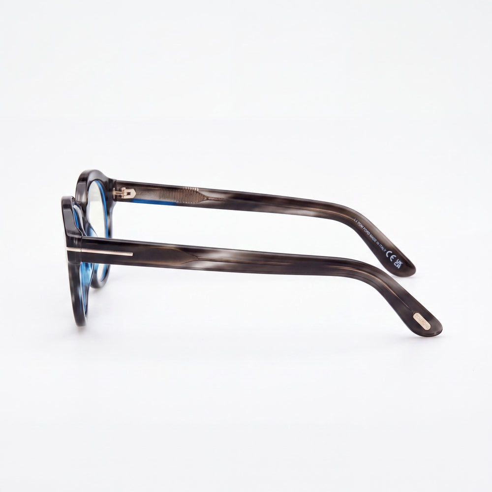 Marcolin FT6037-B Round Eyeglasses for Unisex — front view, Blue Filter Plastic