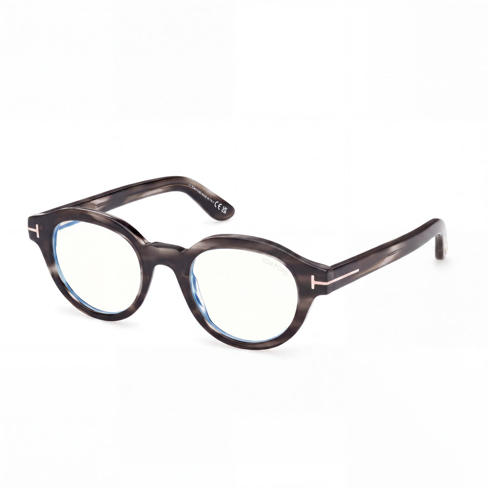 Marcolin FT6037-B Gray Round Eyeglasses for Unisex, Blue Filter Plastic frame